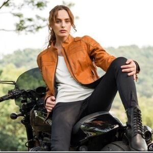 NEW Harley Davidson Pursuit Triple Vented Brown Leather Motorcycle Jacket S